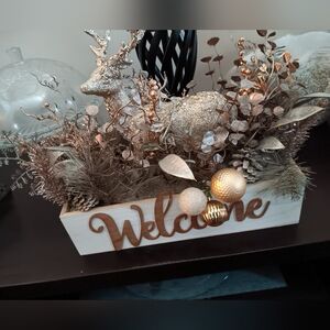 Festive Gold and Silver Holiday Welcome Arrangement